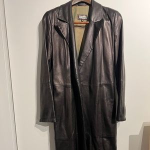 Long Vintage oversized leather jacket